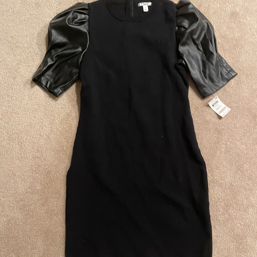 NWT BAR lll ribbed dress with Leather sleeves